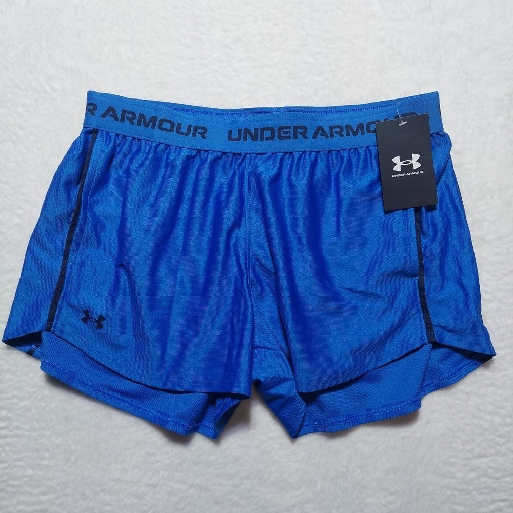 Under Armour Tech Play Up Shorts Women's S Blue 3" Insane Athletic Running